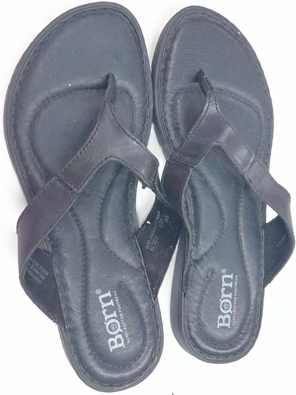 Born Black Leather Thong Sandals for Women - Cushioned Footbed